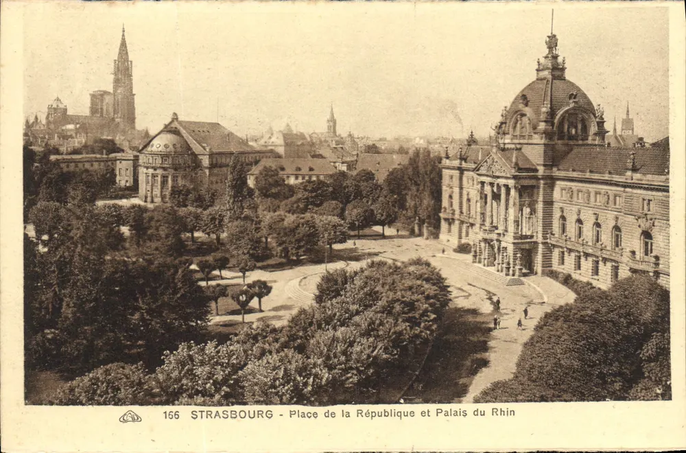 Straßburg — Place de la République und Palais du Rhin — Verleger Céleste Albin - Vorderseite
