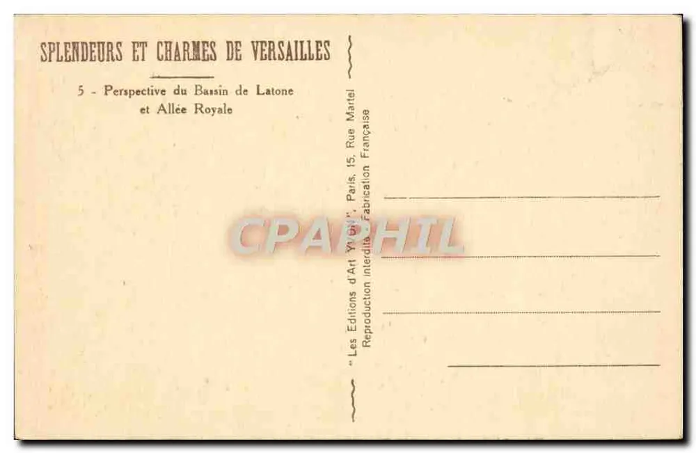 Bassin de Latone — Perspektive und Königliche Allee — Les Éditions d'Art 'Yvain', Paris - Rückseite