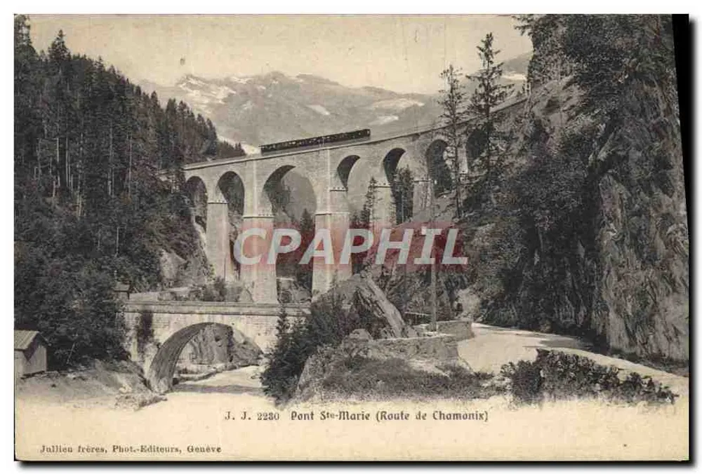 Ponte Sainte-Marie — Estrada de Chamonix — Julillien Frères, Fotógrafos-Editores, Genebra, n° 2230 - Frente
