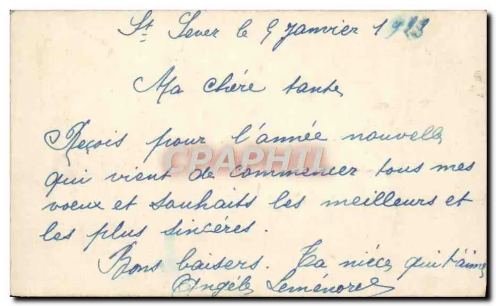 फूल और तितली — शुभ नववर्ष — सेंट-सॉवर, 9 जनवरी 1913 - पीछे