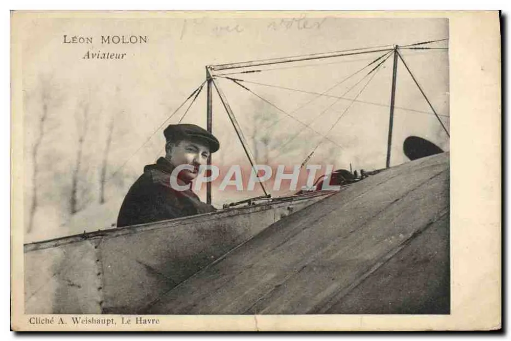 Léon Molon — Aviator — Cliché A. Weishaupt, Le Havre - Frente