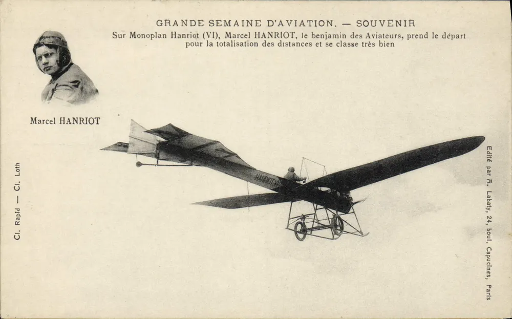 Marcel Hanriot — Grande Semaine d'Aviation — Erinnerung — Herausgegeben von R. Labaty, 24, boulevard Capuchines, Paris - Vorderseite