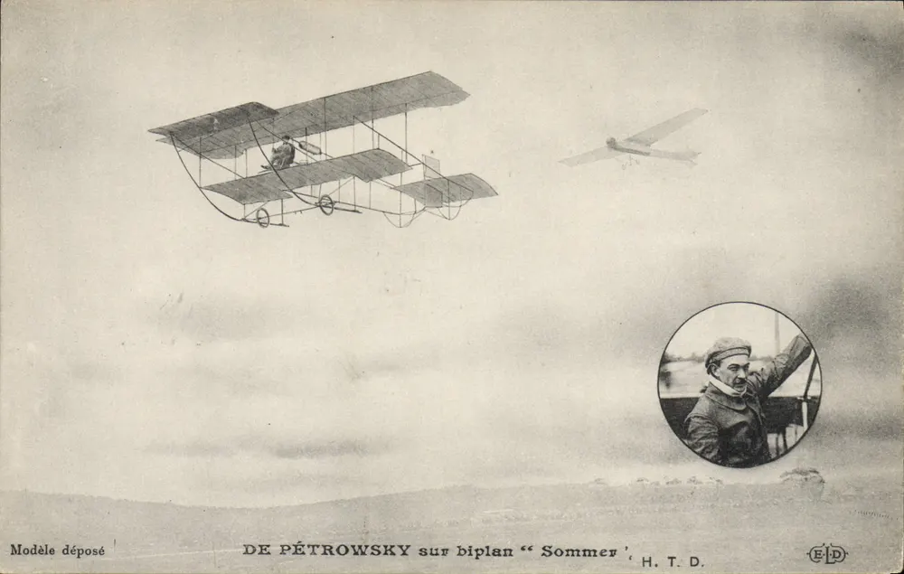 De Pétrowsky op een vliegtuig "Sommer" — H.T.D. — E.P.D. - Voorkant
