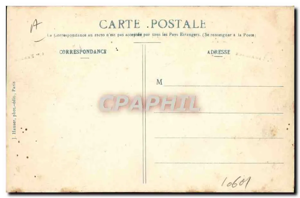 Flugzeug des Kapitans Ferber Nr. IX — Bambus-Riplan mit Antoinette-Motor — J. Hauser, Paris - Rückseite
