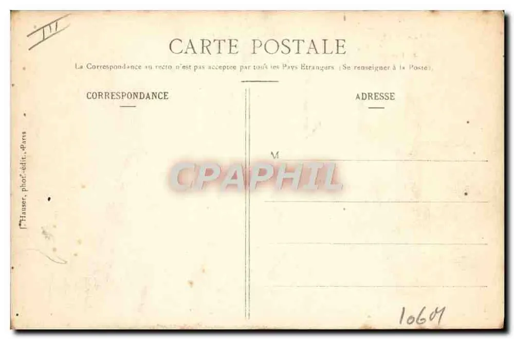 Herr Santos fliegt mit seinem Flugzeug Nr. 14 bis — 12. November 1906 — Hauser phot.édit., Paris - Rückseite