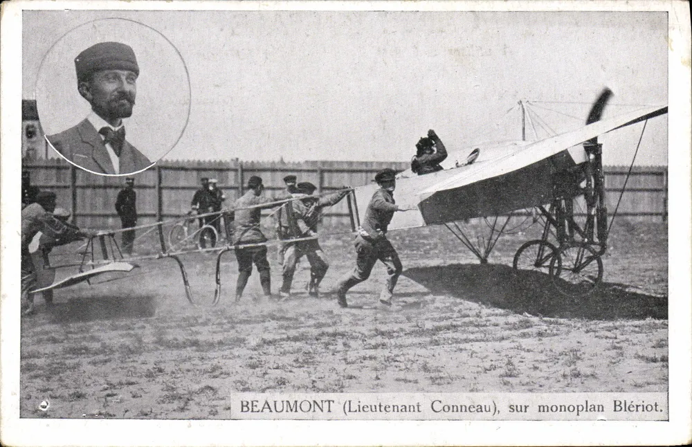 Beaumont (Leutnant Conneau) auf Einmotorigem Blériot-Flugzeug — Ausgabe Maison Fois Dony & Cie, Grenoble - Vorderseite