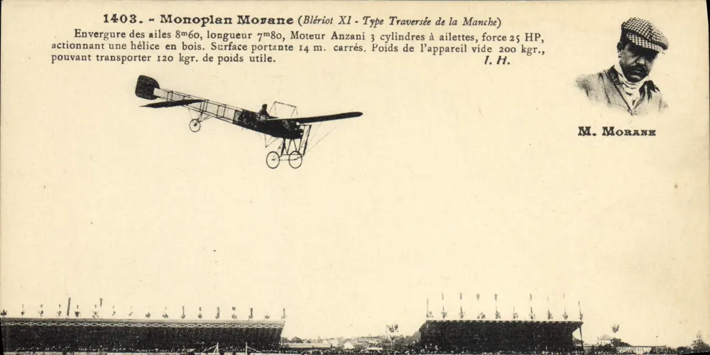 Monoplan Morane (Blériot XI - Typ Kanalüberquerung) — J. Hauser, phot.-Verlag, Paris — Nr. 1403 - Vorderseite