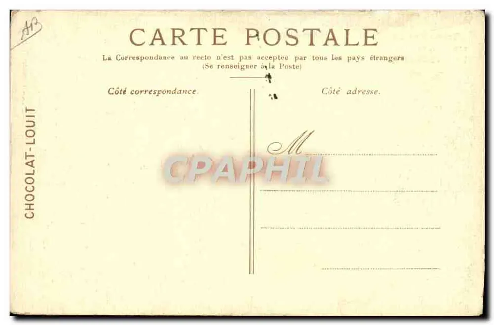 Monoplane Blériot — Überquerung Calais-Douvres in 26 Min — Verlag CHOCOLAT-LOUIT - Rückseite
