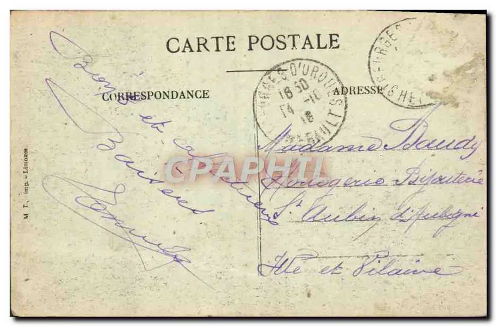 Montpellier — Praça da Estação de Alavas — editor M. T. imp. - Limoges, n° 625 - Verso