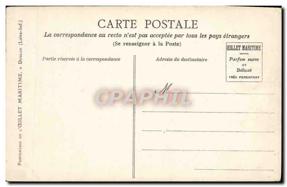 Jeune femme tenant un bouquet — scène de poésie amoureuse — éditeur GILLET MARITIME - Verso