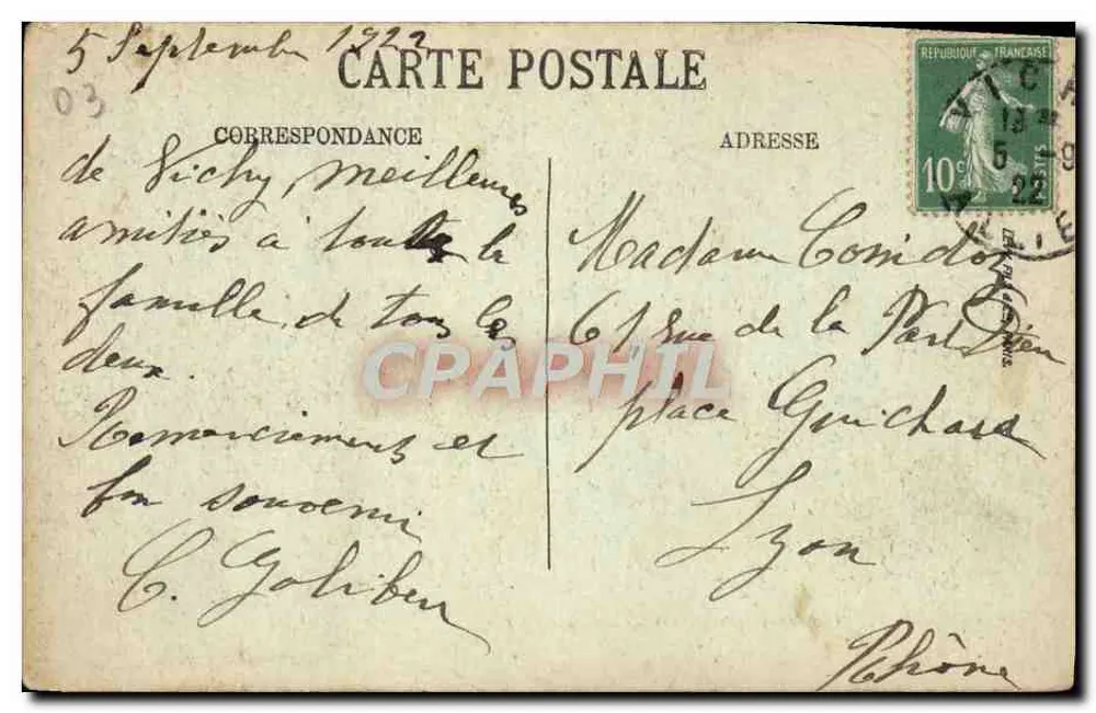 Vichy — La Rue du Casino et les Galeries Couvertes — Ausgabe C. Geniller - Rückseite