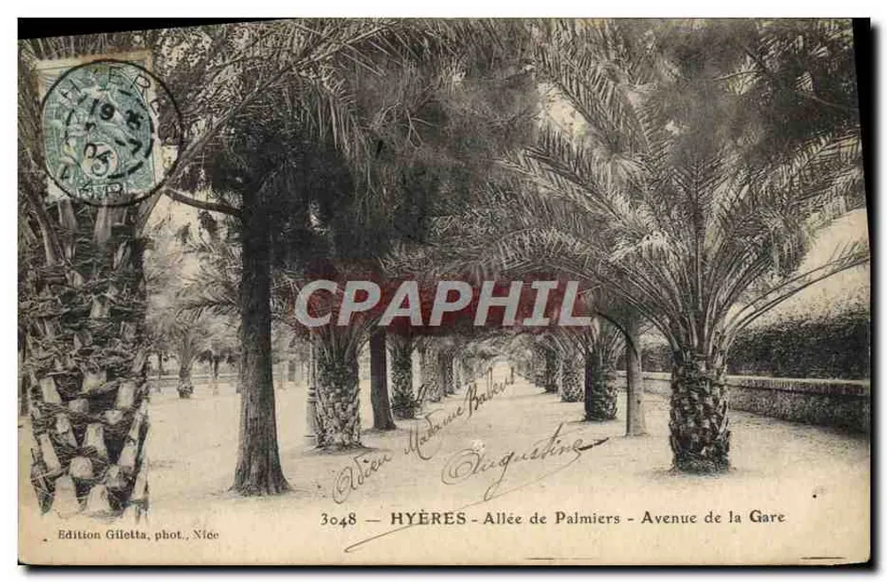 Hyères - Allée der Palmen - Avenue de la Gare — Edition Giletta, Foto Nice, n° 3048 - Vorderseite