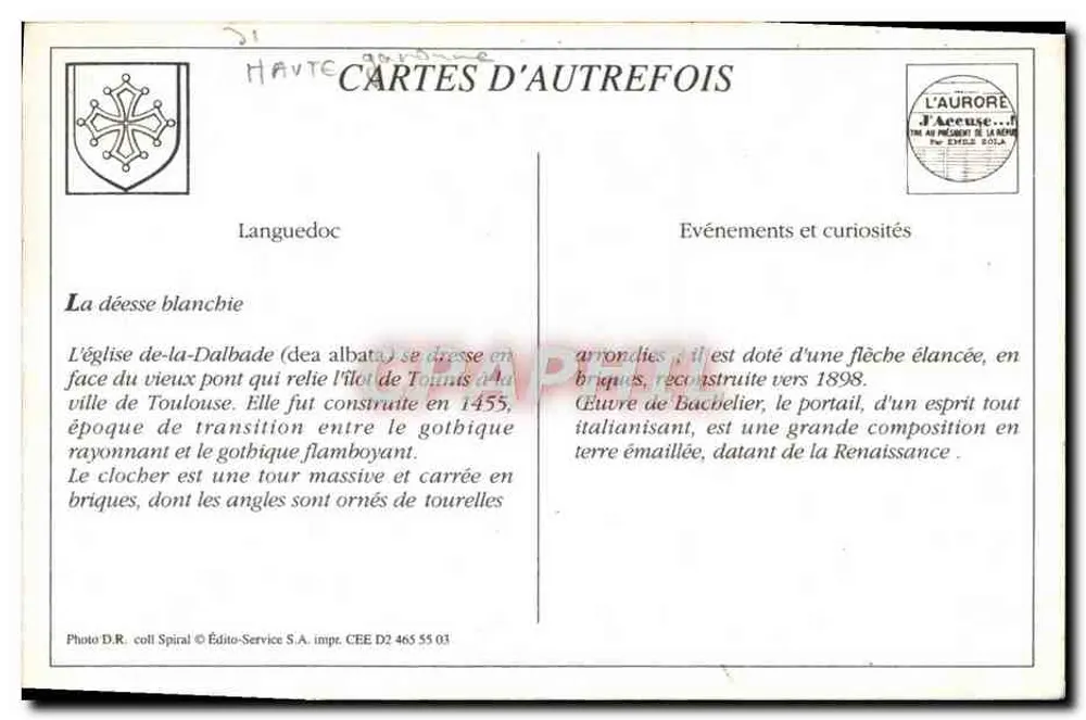 Igreja da Dalbade — Toulouse — Edição L. Delbergue - Verso