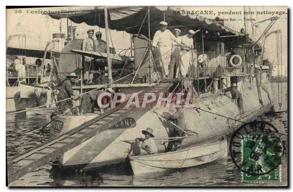 Sarbacane, während seiner Reinigung — Torpedoboot — n°30 - Vorderseite