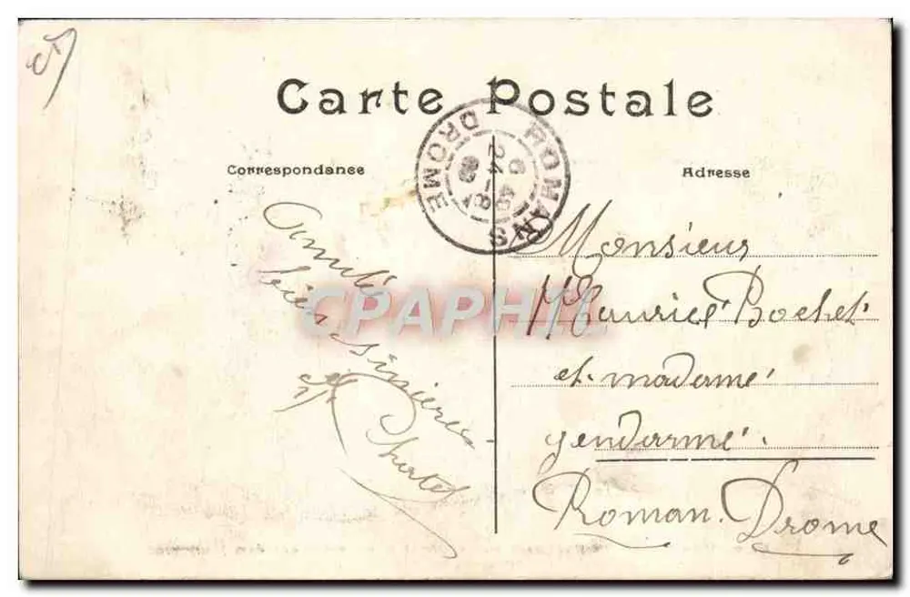 Blériot und seine Familie — Der berühmte französische Flieger, der am 25. Juli 1909 mit seinem Eindecker den Ärmelkanal überflog — Verleger unbekannt - Rückseite