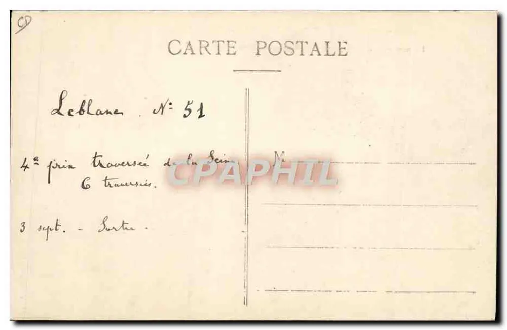 Große Flugwoche — Erinnerung — Der Blériot-Monoplan, geflogen von einem Weltrekordhalter — Verlag A. Labaty, 24, Boulevard Capucines, Paris - Rückseite