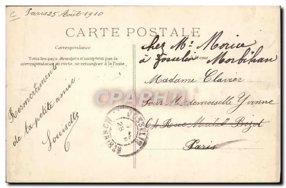 Legagneux em Biplano H. Farman — Circuito do Leste 1910 — Editor E.D. - Verso