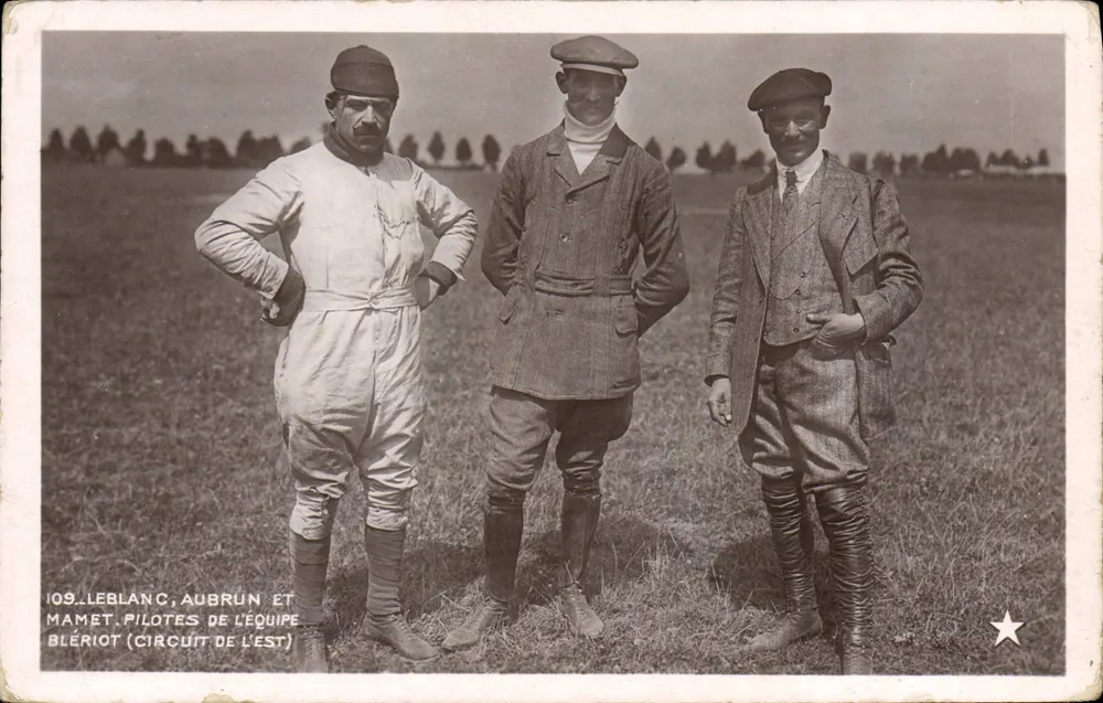 Piloten des Blériot-Teams — Leblanc, Aubrun und Mamet — Circuit de l'Est - Vorderseite