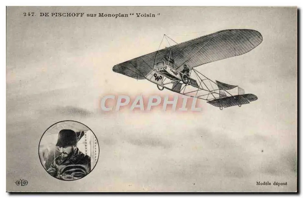 De Pischoff auf Monoplan "Voisin" — angemeldetes Modell — ELD, n° 247 - Vorderseite