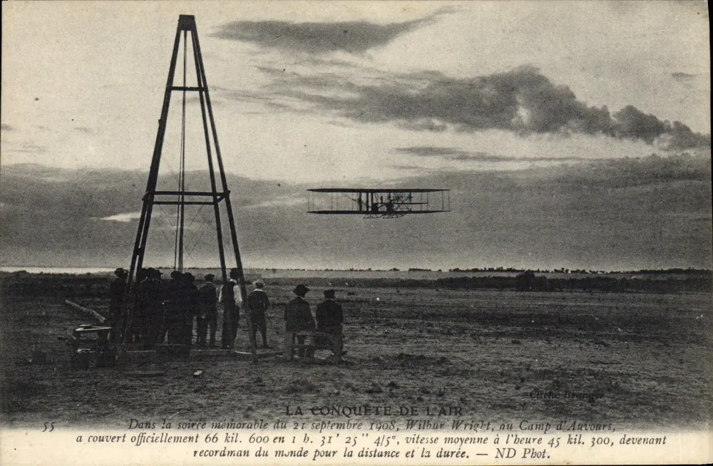 A Conquista do Ar — Voo histórico de Wilbur Wright no Camp d'Autours — Cliché Brana - Frente