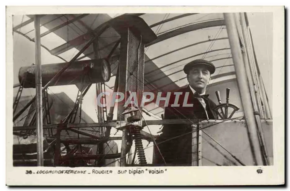Luftfahrt - Rougier auf dem Flugzeug "Voisin" - Vorderseite