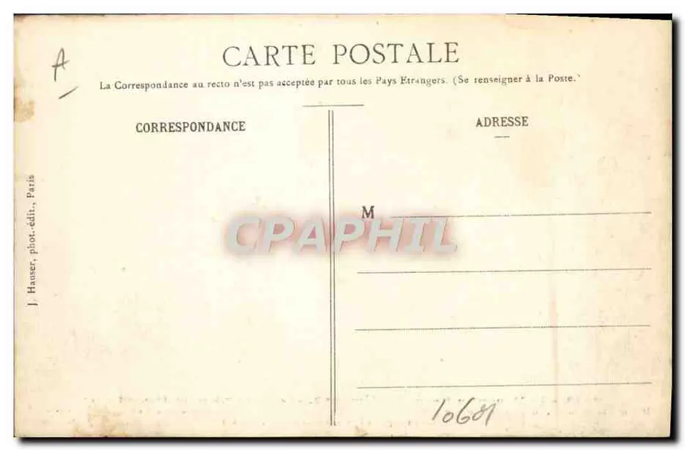 Der Monoplan Raoul Vendôme Nr. 2 — 1908 — J. Haner, Fotoverlag Paris - Rückseite
