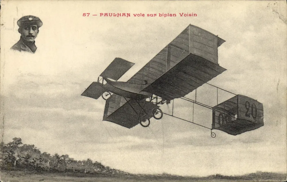 Paulhan fliegt auf einem Voisin-Doppeldecker — Serie 57 — Verlag S.R.A. - Vorderseite