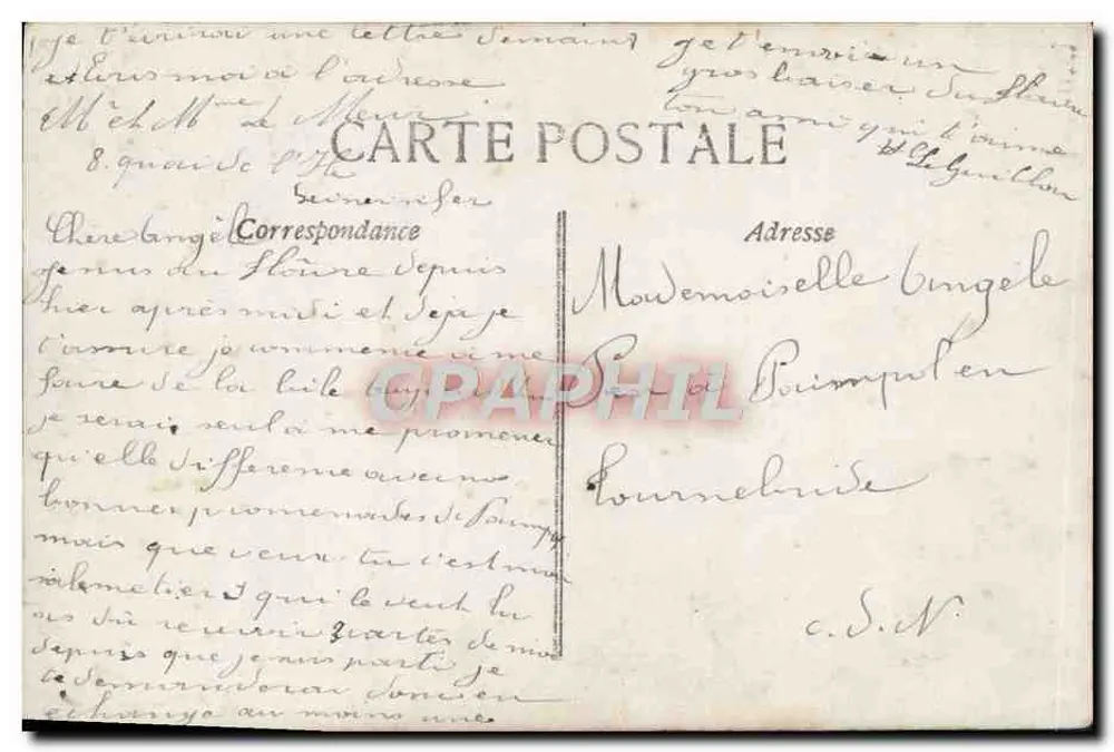 Junge Frau mit Blumenbouquet — Dekoration aus Efeu und Lilien — anonymer Verlag, Nr. 413 - Rückseite