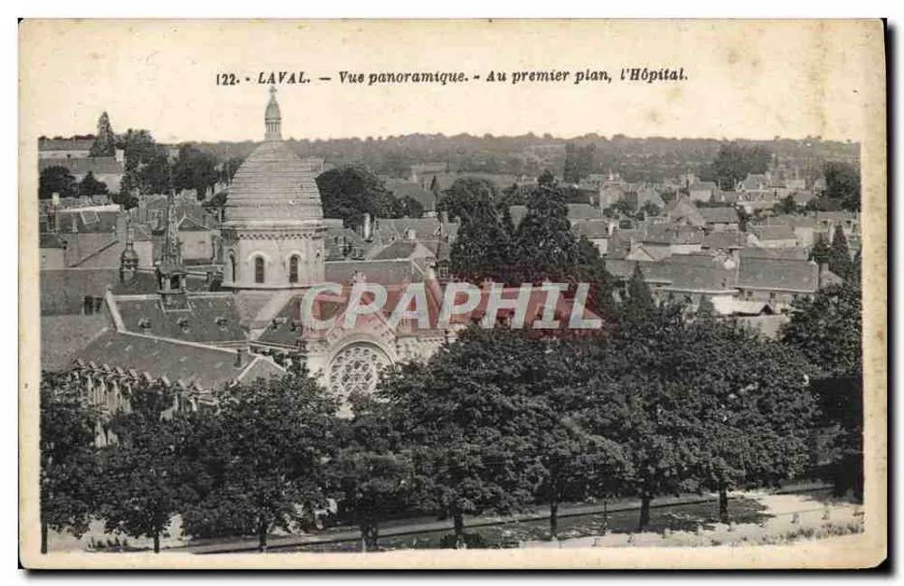 Laval — Panoramablick. Im Vordergrund das Krankenhaus. - Vorderseite