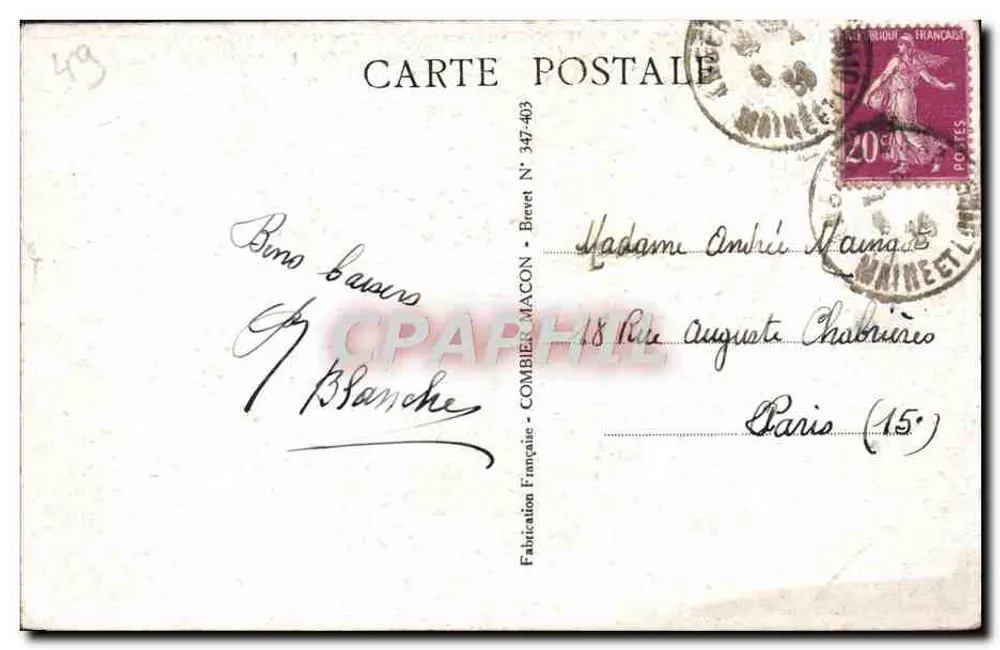 Angers — O Castelo — Combier-Macon - Verso