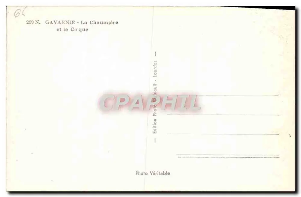 Gavarnie - A Chaumière e o Cirque — Edição Foto Boulhaut - Lourdes - Verso