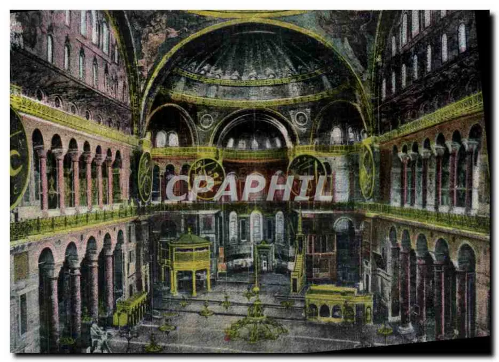 Interno della Moschea Santa Sofia — Costantinopoli — editore sconosciuto, n° 60 - Recto