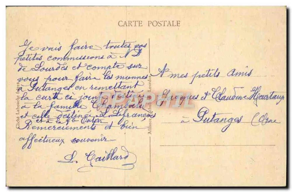 Lourdes — A procissão diante da Virgem coroada — Cliché Labouchu - Verso