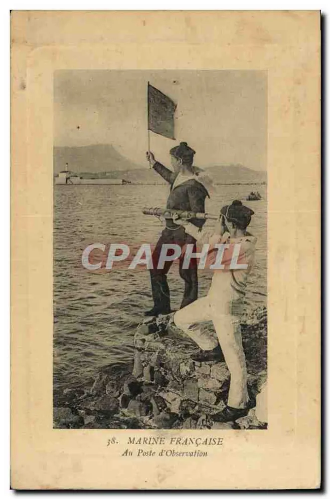 Marine Française — Au Poste d'Observation — série 38 - Recto