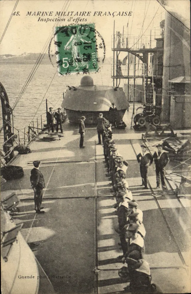 Marinha Militar Francesa — Inspeção de pertences — Guende fot. Marselha - Frente