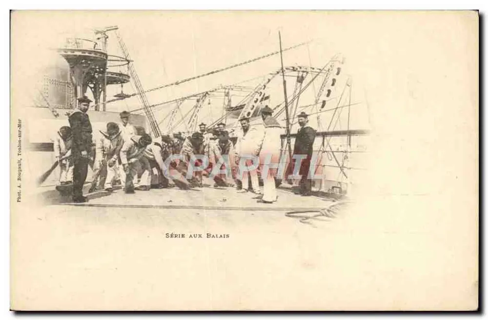 Tripulação a bordo de um navio — Série aux Balais — Fot. A. Bougault, Tohono-sur-Mer - Frente