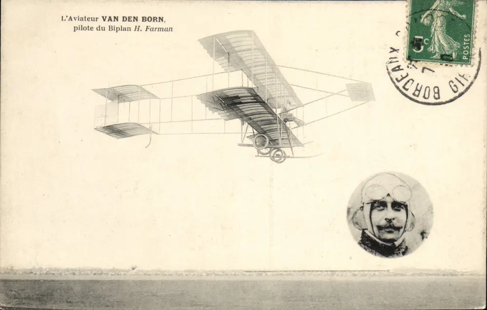 Der Flieger VAN DEN BORN — Pilot des Doppeldecker H. Farman — Verlag nicht sichtbar - Vorderseite