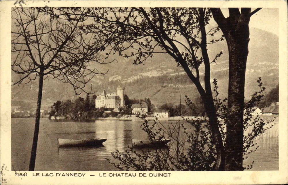 Het meer van Annecy — Het kasteel van Duingt — Uitgever Bély & Cie, Druk Milhouse-Borach - Voorkant