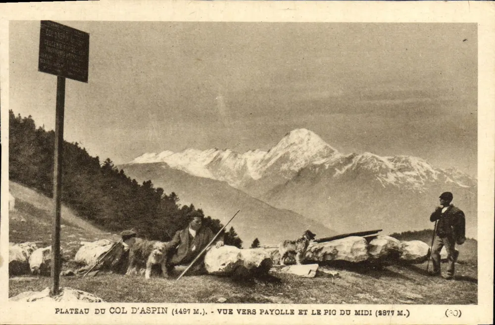 Plateau des Col d'Aspin — Aussicht Richtung Payolle und Pic du Midi — Verlag Méliographe Labosche Fîres, Toulouse - Vorderseite