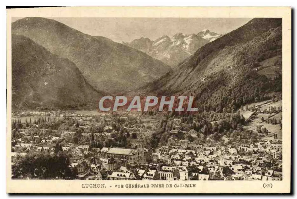 Luchon - Vue générale prise de Gazarilh — Éditeur : Élégiravnie Labouche Frères, Toulouse - Recto