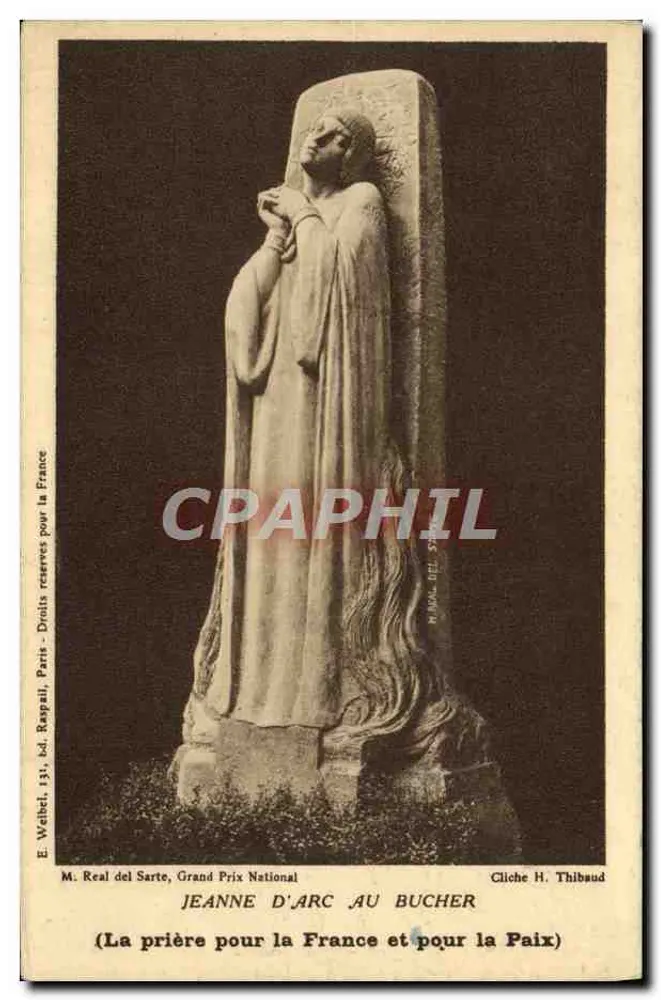 Jeanne d'Arc au Bucher — La prière pour la France et pour la Paix — M. Real del Sarte, Grand Prix National - Recto