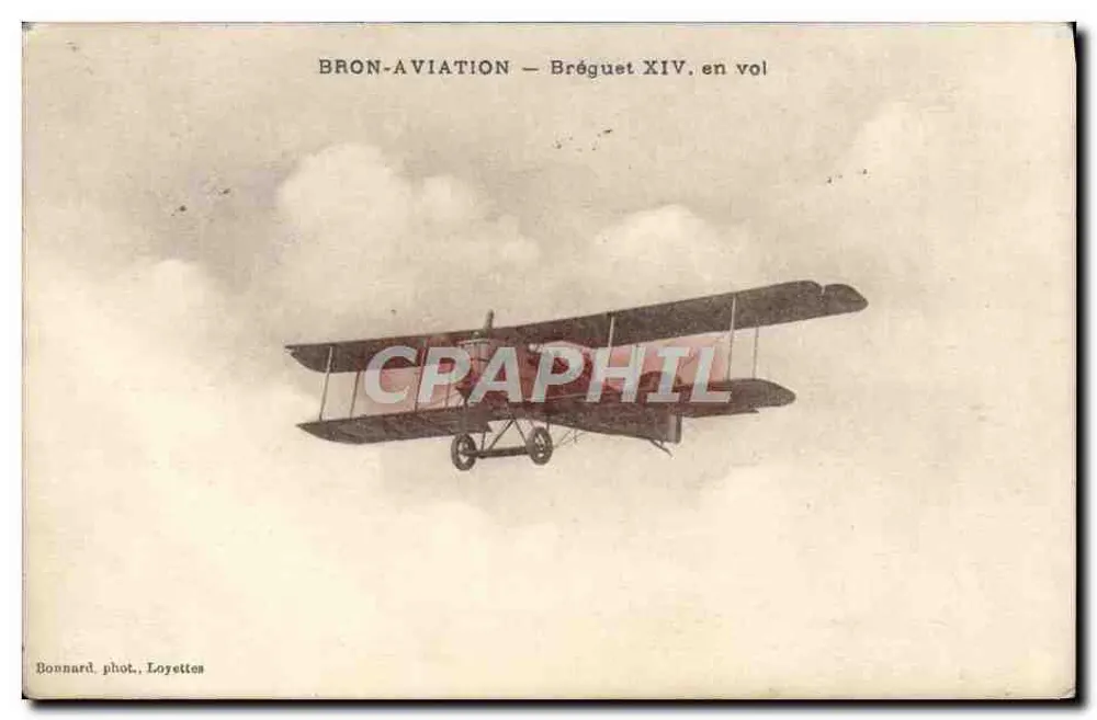 Bréguet XIV in Flug — Bron-Aviation — Bonnard fot. Loyettes - Vorderseite