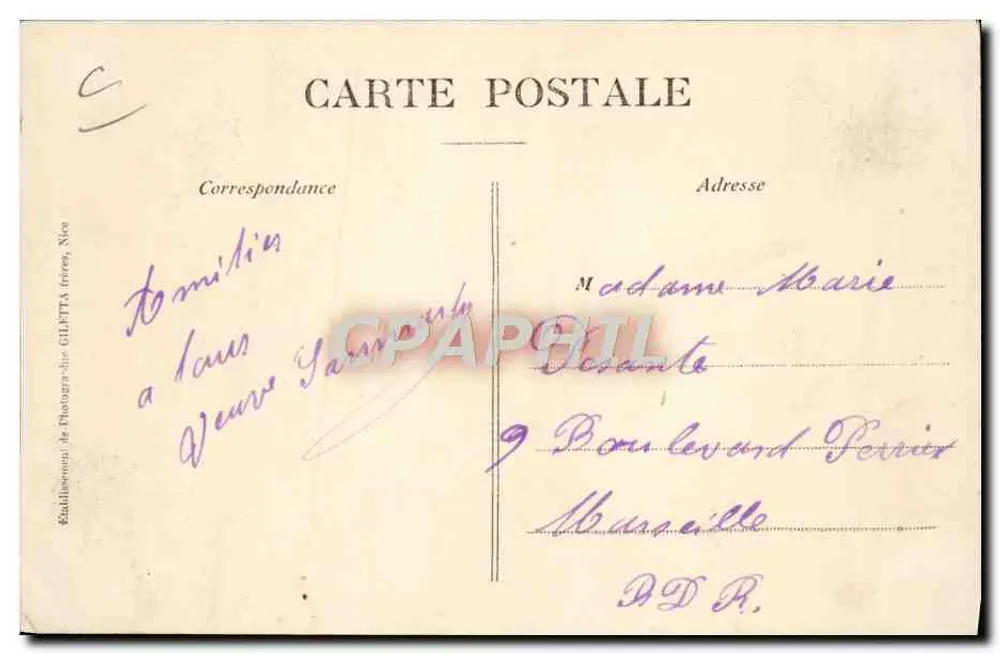 Nice - Grand Aviation Meeting (10-25. April 1910) — Edition Guilletta, Nice - Rückseite