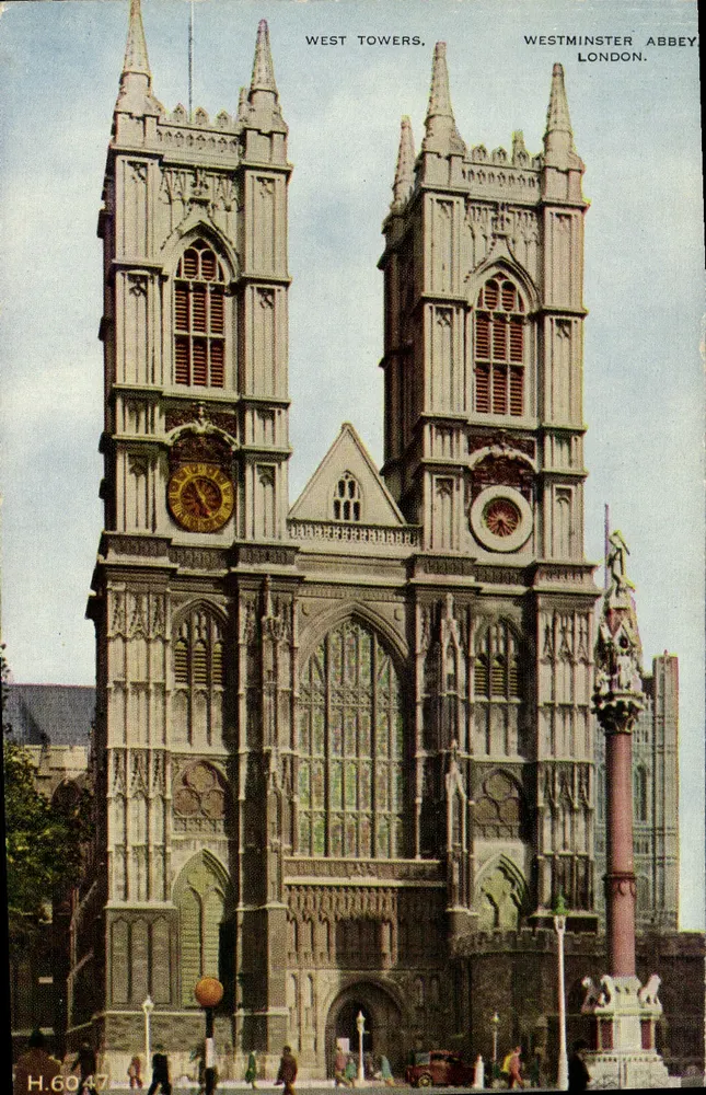 Torres Oeste, Abadia de Westminster, Londres — Valesque Postcard, n° H.6047 - Frente
