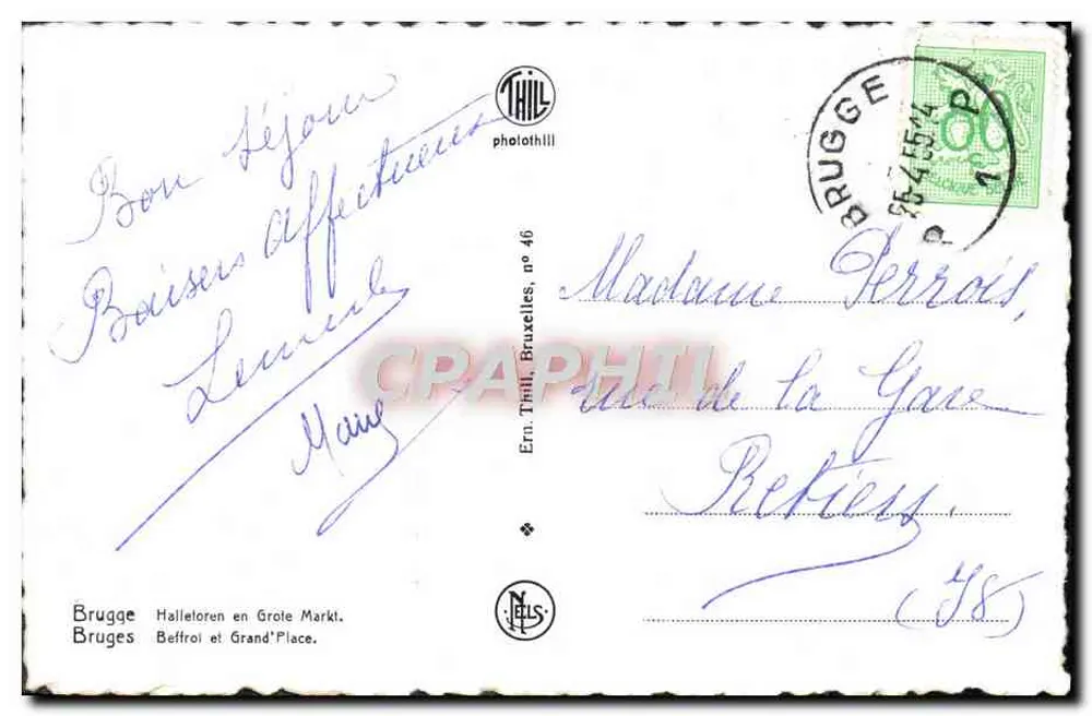 Bruges — Halletoeren e Grote Markt — Ern. Thill, no 46 - Verso