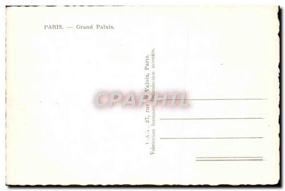 Paris — Grand Palais — Editora L.A. Valois, Paris - Verso