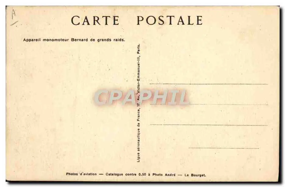 Einmotoriges Bernard-Flugzeug — Große Angriffe — Luftfahrtfotos, Paris - Rückseite
