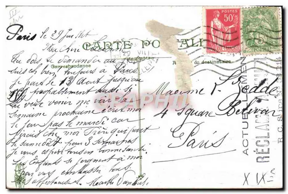 Das Flugzeug Wilbur Wright — In der Luft — L.V.&C° Nr. 3694 - Rückseite