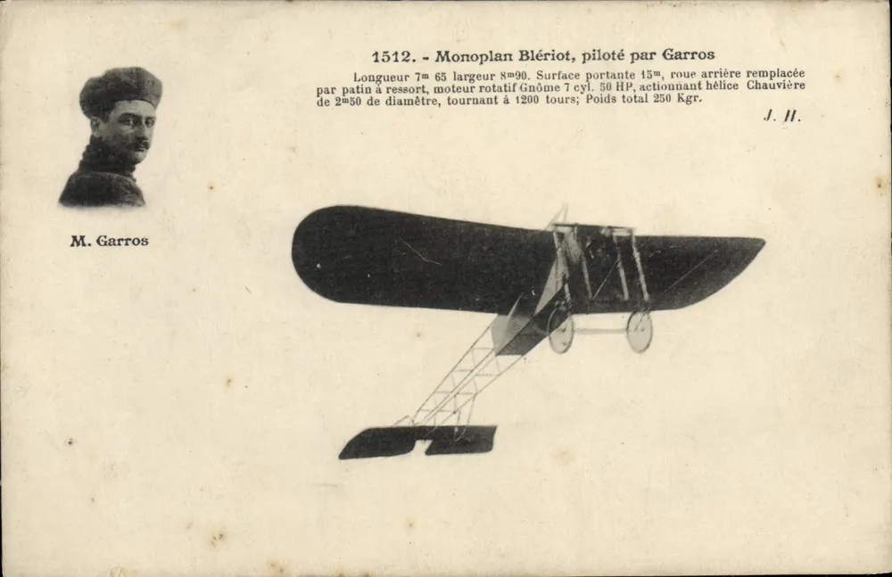 Monoplan Blériot, geflogen von Garros — Serie 1512 — J. Hauser, Paris - Vorderseite