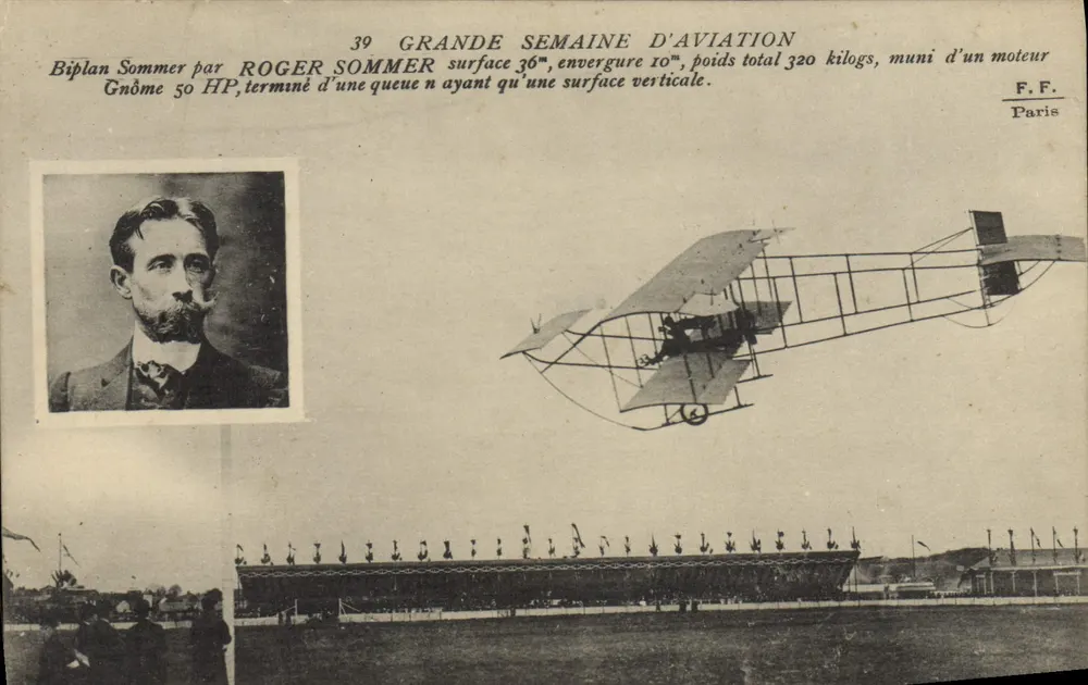 Große Luftschiffwoche — Doppeldecker Sommer von Roger Sommer — F.F. Paris - Vorderseite